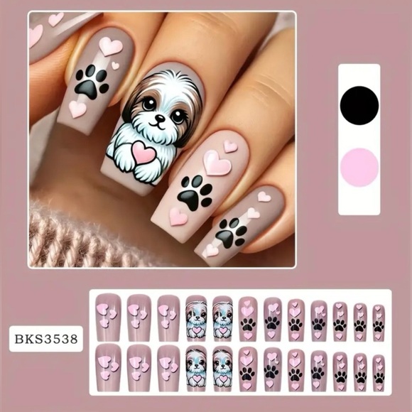 Dog Fake Press On Nails NWT - Picture 2 of 12